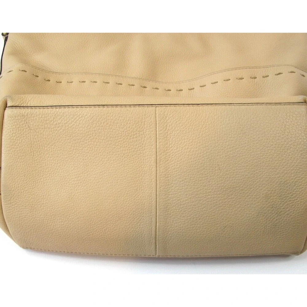 Cole Haan Beige Pebbled‎ Leather Hobo Shoulder Bag Handbag Purse
